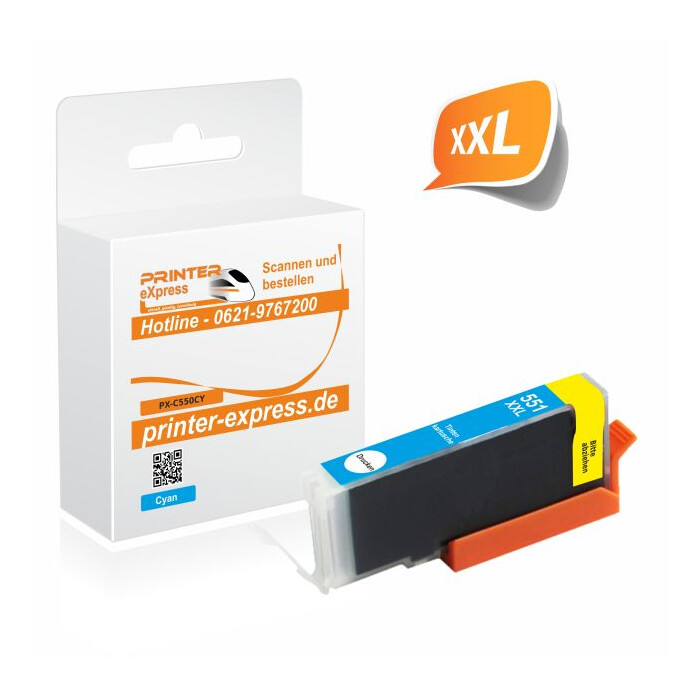 Druckerpatrone mit Chip ersetzt Canon CLI-551C, CLI551 cyan