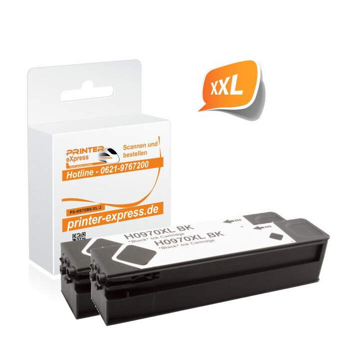 Printer-Express 2er Set ersetzt HP 970XL, CN625AE, CN621AE schwarz