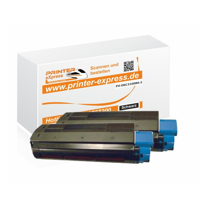 Toner 2er Set ersetzt Oki C3100, C3200, C5100 XL für Oki Drucker schwarz