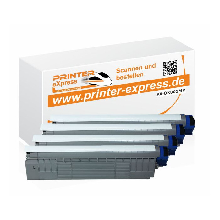 Toner 4er Set ersetzt Oki C801, C801 XL für Oki Drucker