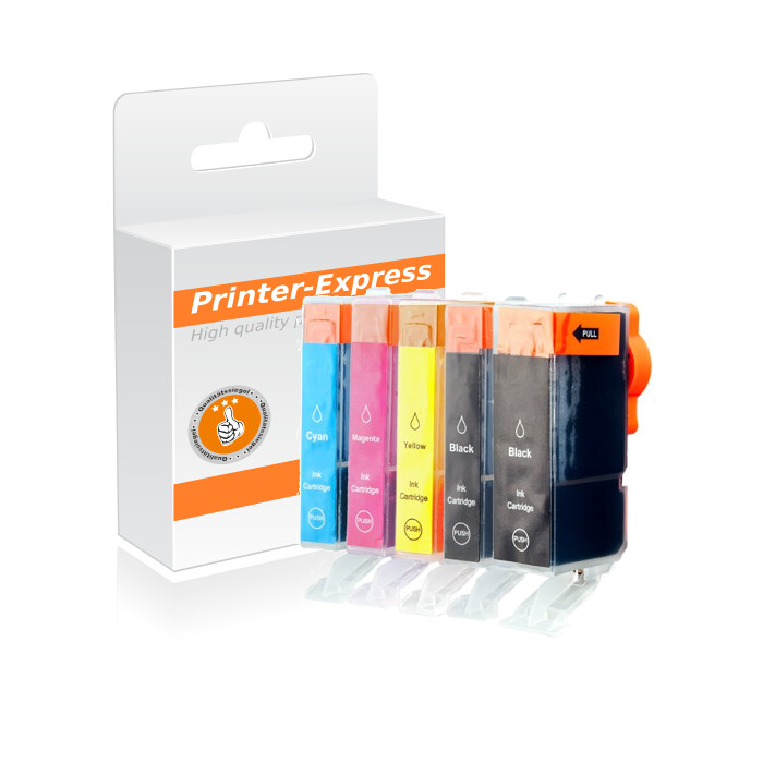 Multipack 5 Druckerpatronen alternativ zu PGI-520 und CLI-521 für Canon Drucker mit Chip