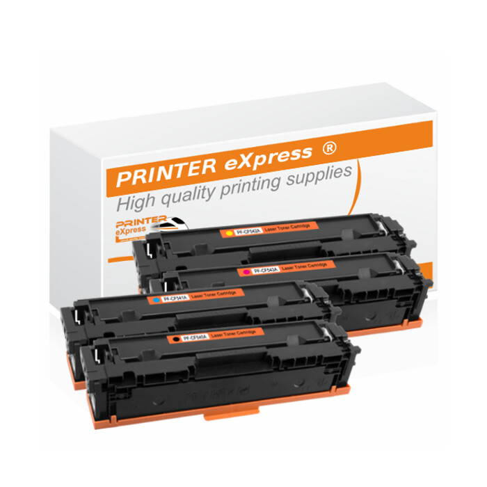 Toner 4er Set alternativ zu HP CF540A, CF541A, CF542A, CF543A, 203A für HP Drucker