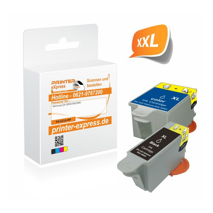 Printer-Express XL-SET 2 Druckerpatronen ersetzt Samsung INK-M210, INK-C210